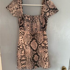 Show Me Your MuMu Breanna Black and Cream Snake Print Mini Dress